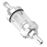 Benzinefilter zilver en doorzichtig CNC voor 5 & 6mm benzinedarm