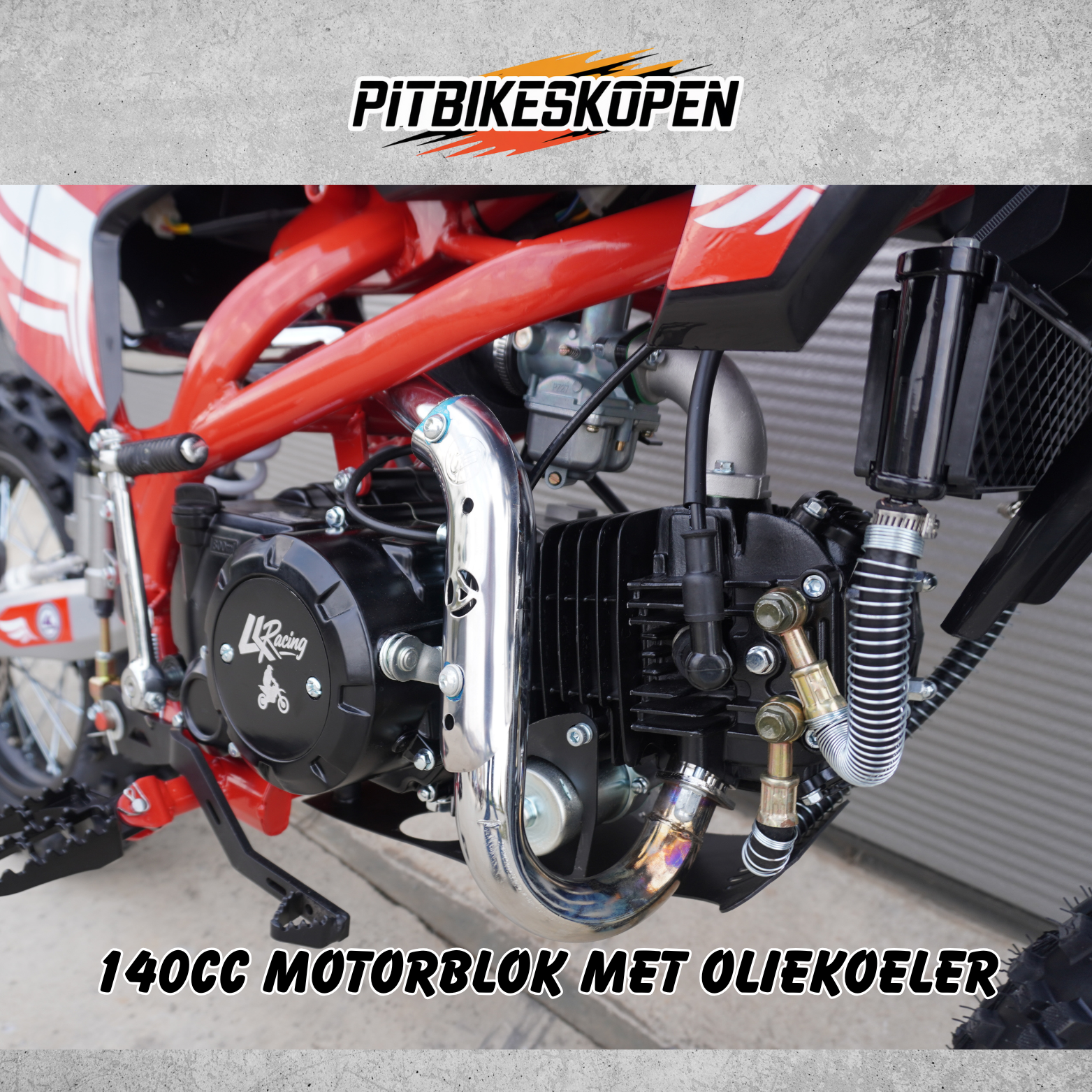 4K-Racing Crossmotor met 140cc 4-takt YX Motorblok - Rood frame